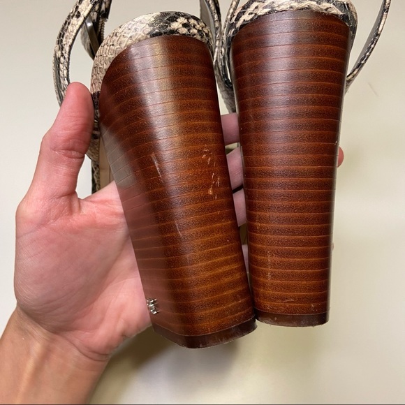 Sam Edelman Rain Snake Chunky Platform Sandal Heels Square Toe Ankle Strap - Picture 7 of 14